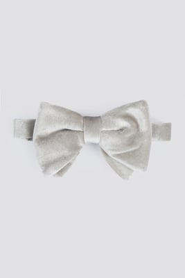 Silver Velvet Bow Tie