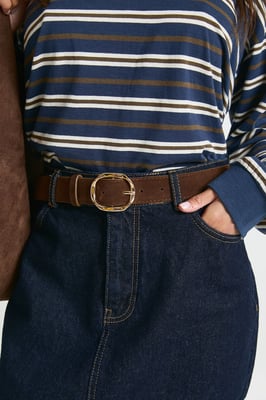 Faux Suede Angled Buckle Belt