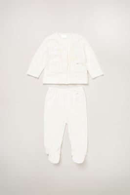 Baby Velour Rib Jacket and Footed Trousers Set