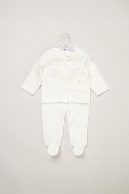 Baby Velour Rib Jacket and Footed Trousers Set