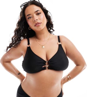 Yours jewel bikini top co-ord in black