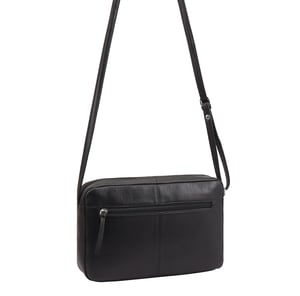 Batian Leather Cross Body Bag in Black