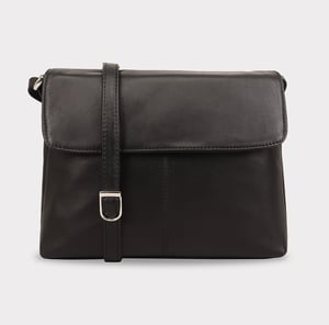 Kheda Leather Cross Body Bag in Black