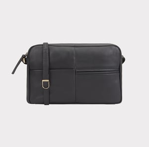 Batian Leather Cross Body Bag in Navy