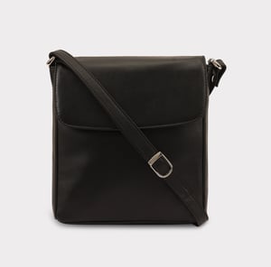 Saharsa Leather Cross Body Bag in Black