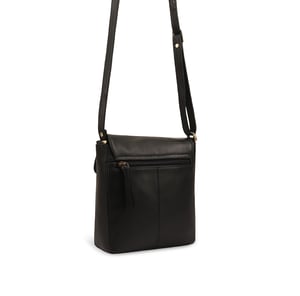 Saharsa Leather Cross Body Bag in Black