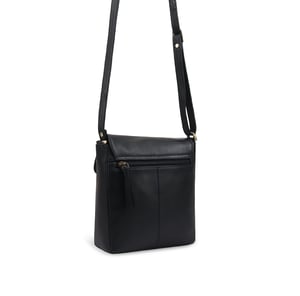 Saharsa Leather Cross Body Bag in Navy