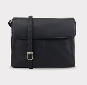 Kheda Leather Cross Body Bag in Navy