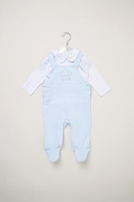 Baby Quilted Dungarees and T-Shirt Set