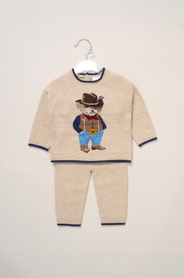 True Knit Cowboy Bear Jumper and Trousers Outfit Set