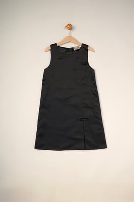 Satin Shift Dress, Faux Fur Cardigan and Bow Clip Set