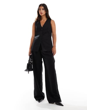 ASOS DESIGN longline waistcoat in black