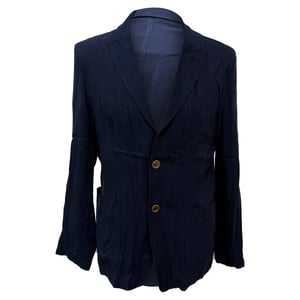 Giorgio Armani Enkelknoop Blazer met Zakken in Donkerblauwe Katoen
