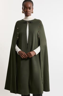 Tall Viscose Blend Military Knit Longline Cape