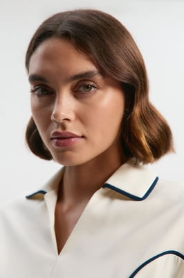 Tailored Crepe Tipped Tailored Mini Shirt Dress