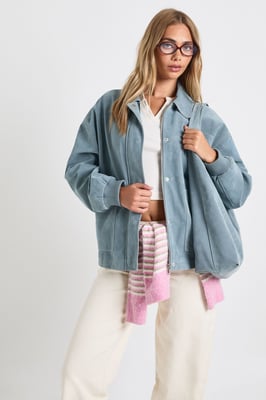 Faux Suede Bomber Jacket