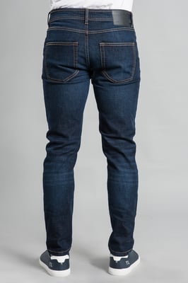 Dark Blue Slim Fit Cotton Blend Jeans