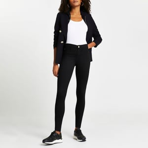 River Island Womens Jeans Black Molly Mid Rise Tall
