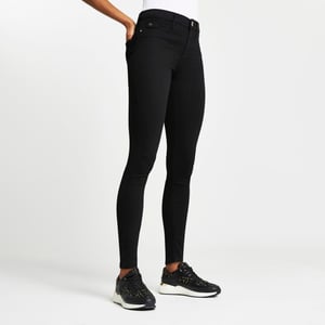 River Island Womens Jeans Black Molly Mid Rise Tall