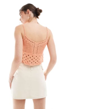 Vila crochet cami crop top in apricot