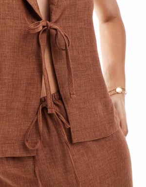 ONLY tie front top co-ord in rust