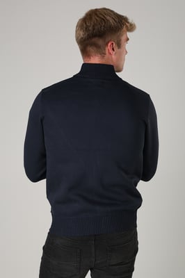 Blue Quilted Fleece Lined Zip-Through Cardigan
