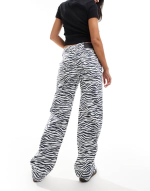 ASOS DESIGN baggy jean in zebra print