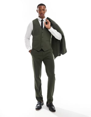 ASOS DESIGN slim suit trouser in khaki