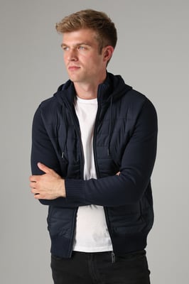 Blue Quilted Zip-Through Jacket With Drawstring Hood