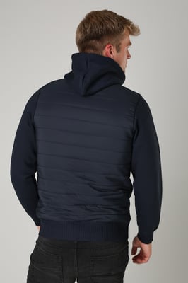 Blue Quilted Zip-Through Jacket With Drawstring Hood