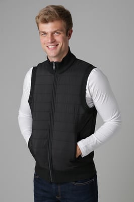 Black Quilted Fleece Lined Zip-Through Gilet