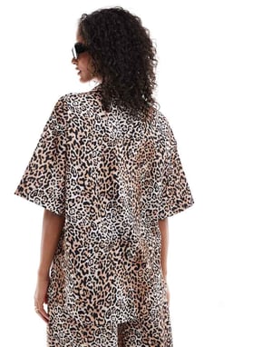 ASOS DESIGN revere shirt co-ord in animal print