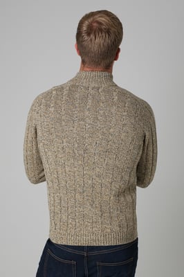 Grey Quarter Zip Rib Knit Jumper