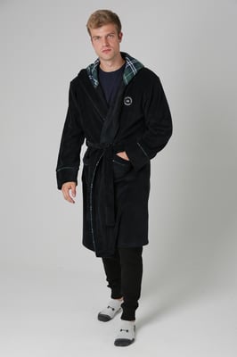 Black Plush Dressing Gown