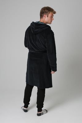 Black Plush Dressing Gown