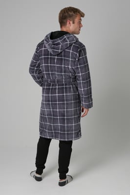 Grey Check Print Dressing Gown
