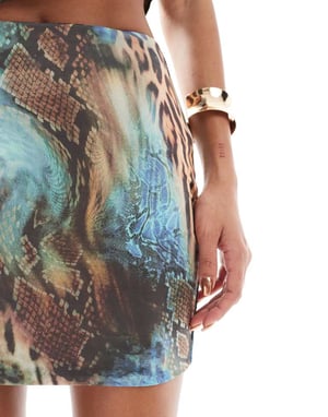 ASOS DESIGN co-ord slinky mini skirt in animal print
