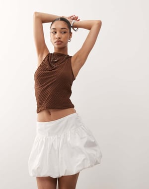Motel kiyowo ruffle cotton mini skirt in white