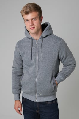 Mid Grey Sherpa Lined Zip-Through Sweatshirt