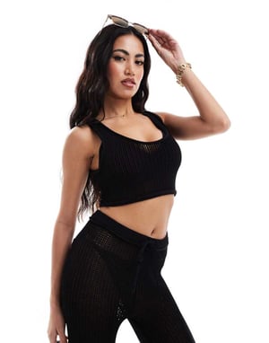 The Couture Club co-ord cropped knitted vest in black