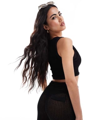 The Couture Club co-ord cropped knitted vest in black