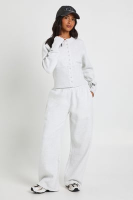 Petite Deep Hem Popper Bomber Sweatshirt Tracksuit