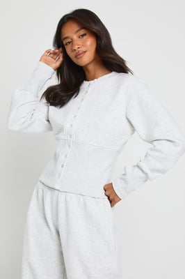 Petite Deep Hem Popper Bomber Sweatshirt Tracksuit