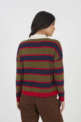 Navy Rubgy Stripe Knitted Jumper