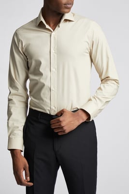 Slim Fit Poplin Single Cuff Cutaway Collar Shirt