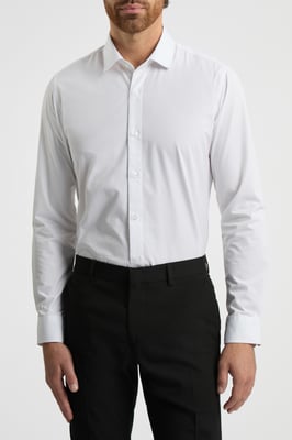 Slim Fit White Cotton Single Cuff Reguar Collar Shirt