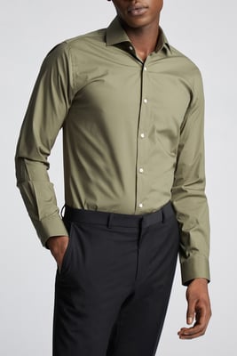 Slim Fit Poplin Single Cuff Cutaway Collar Shirt