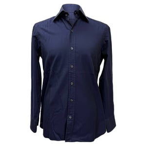 Tom Ford Long Sleeve Shirt in Navy Blue Cotton
