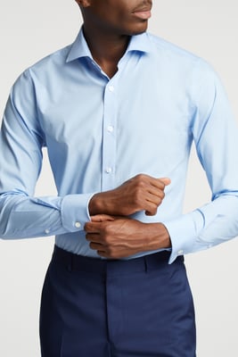 Slim Fit Poplin Double Cuff Cutaway Collar Shirt