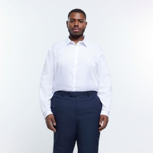 River Island Mens Egyptian Shirt White Big & Tall Textured